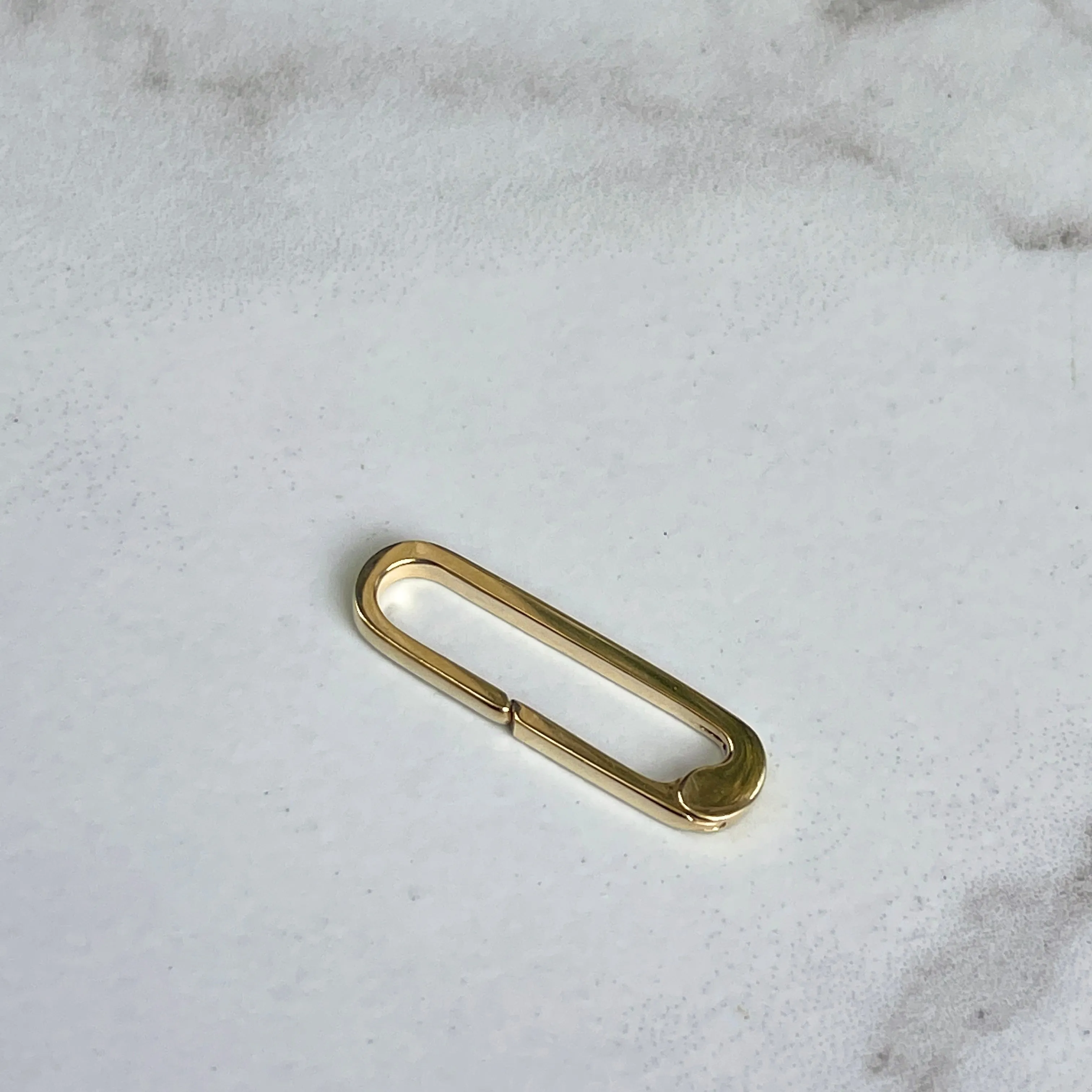 14KT Yellow Gold Elongated Oval Pendant Pearl Enhancer Clasp 20.85mm