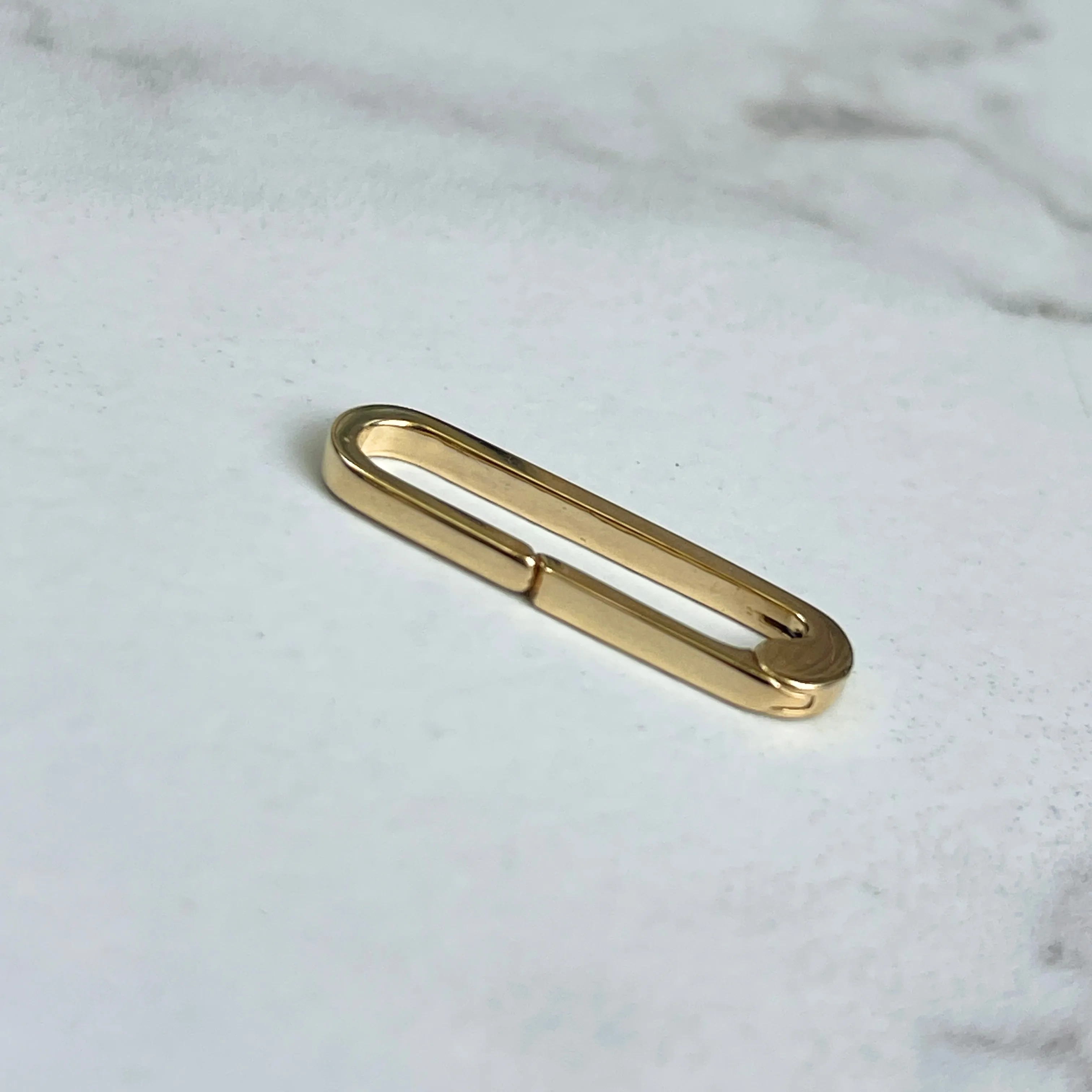 14KT Yellow Gold Elongated Oval Pendant Pearl Enhancer Clasp 20.85mm