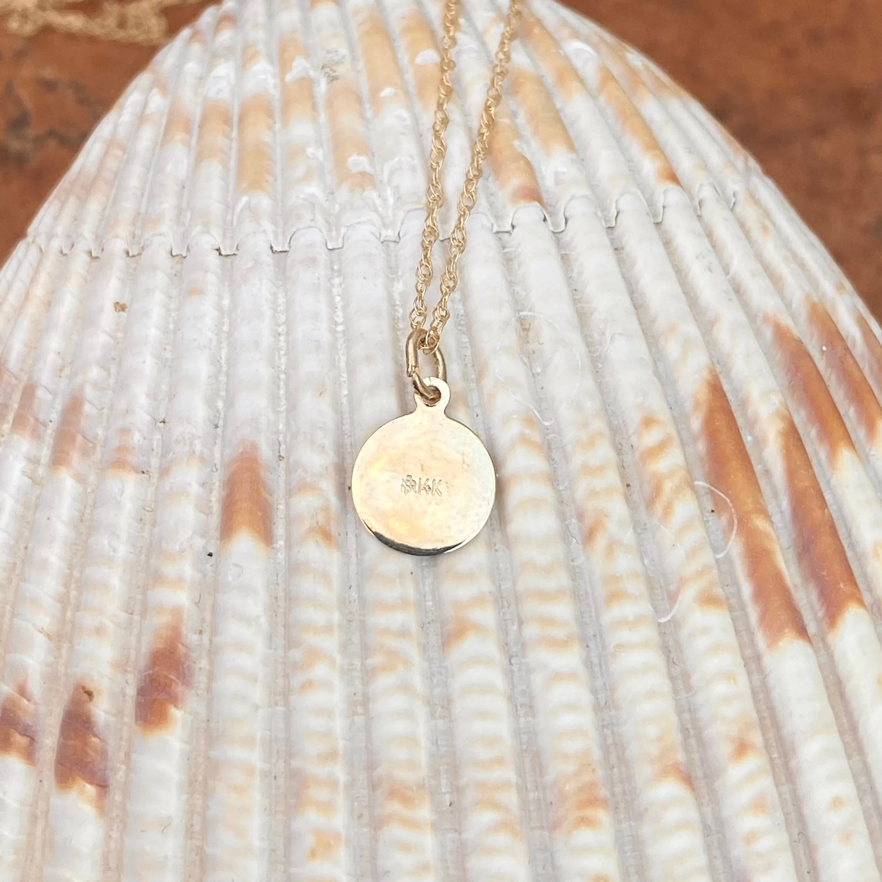 14KT Yellow Gold Saint Christopher Round Medal Pendant Necklace