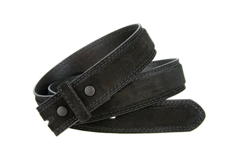 1.5'' Wide Suede Stitched Black Belt Strap