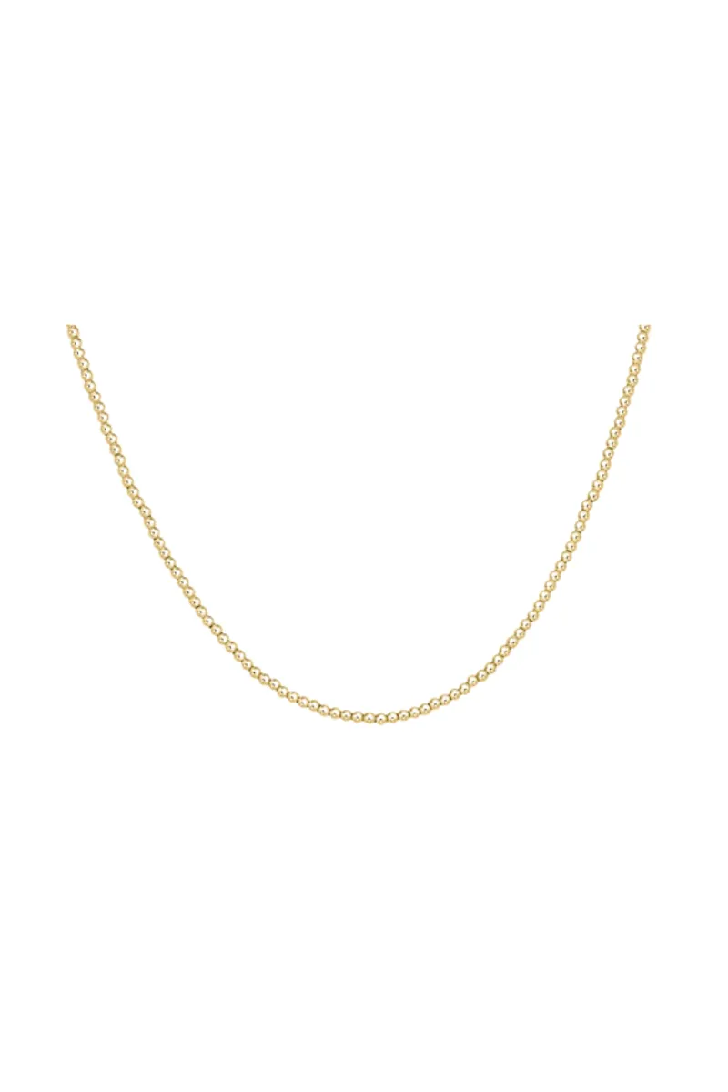 15" Choker Classic Gold 2mm Bead Necklace