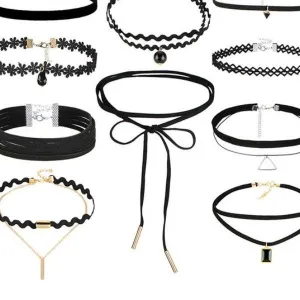 17KM Bohemian Gothic Tattoo Choker Necklaces Set for Women Black Lace Long Necklace Female Collier Chain Fashion Jewelry Party