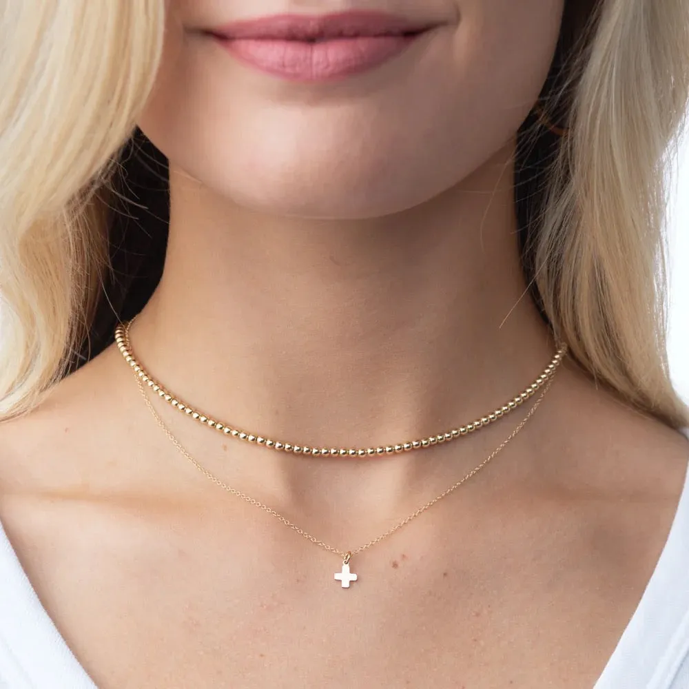 17" Choker Classic Gold 3mm Bead Necklace