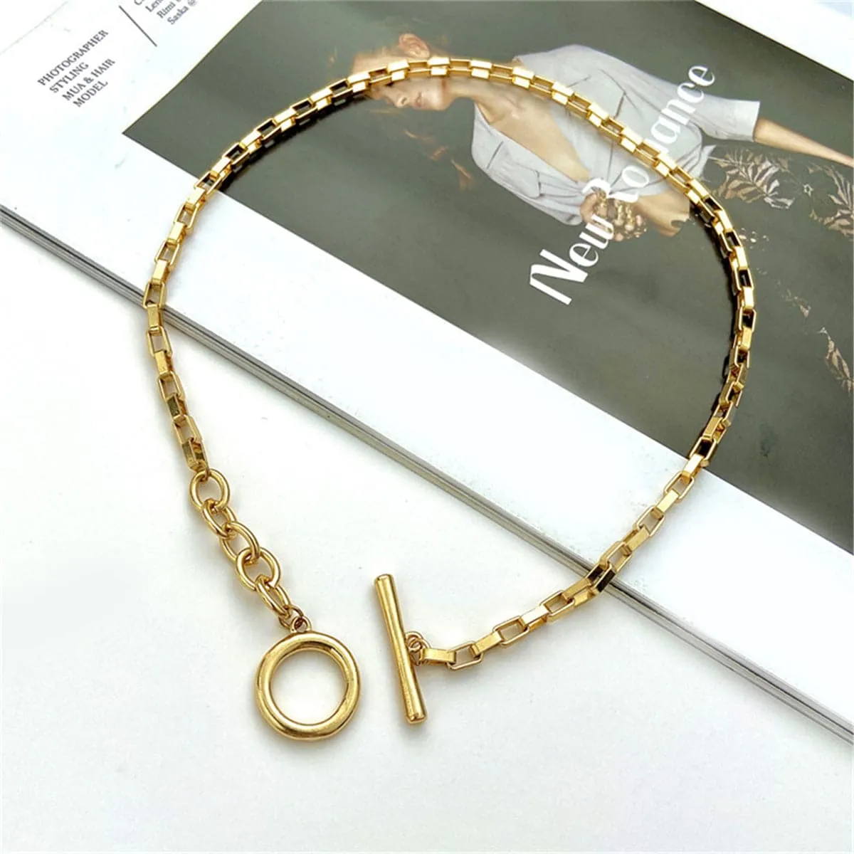 18K Gold-Plated Toggle Choker Necklace