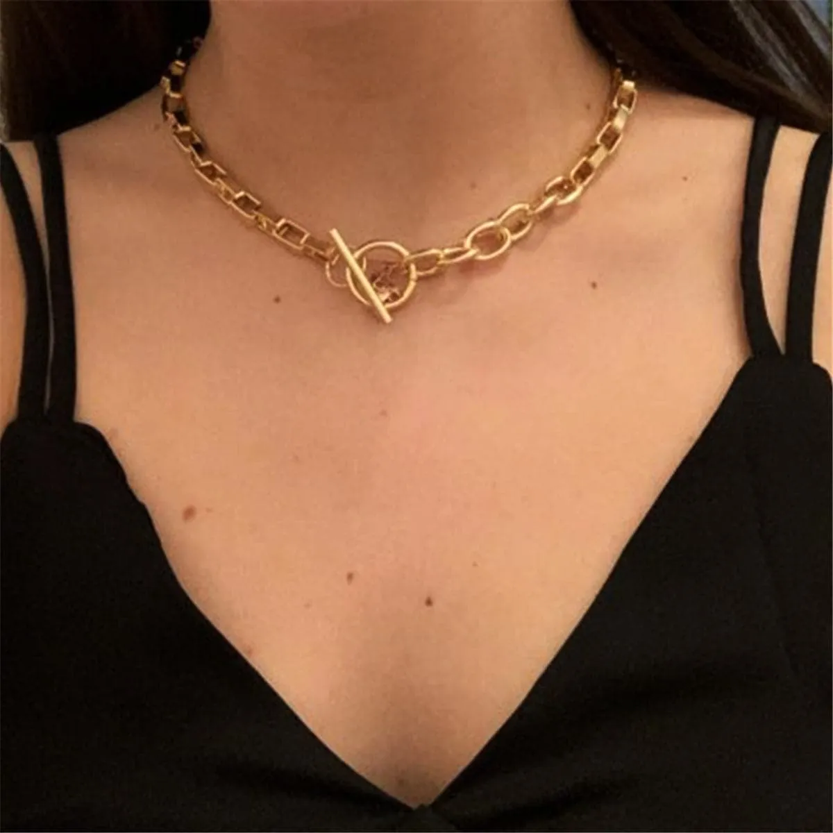 18K Gold-Plated Toggle Choker Necklace