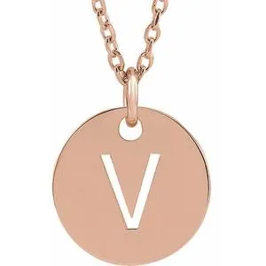 18K Rose Gold-Plated Sterling Silver Initial V 16-18" Necklace