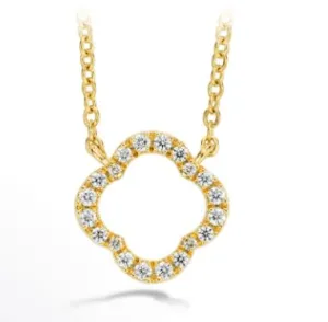 18K Signature Petal Diamond Pendant Small Yellow Gold