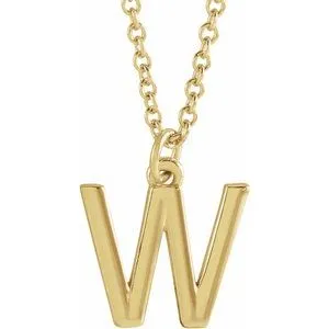 18K Yellow Gold-Plated Sterling Silver Initial W  Dangle 16" Necklace
