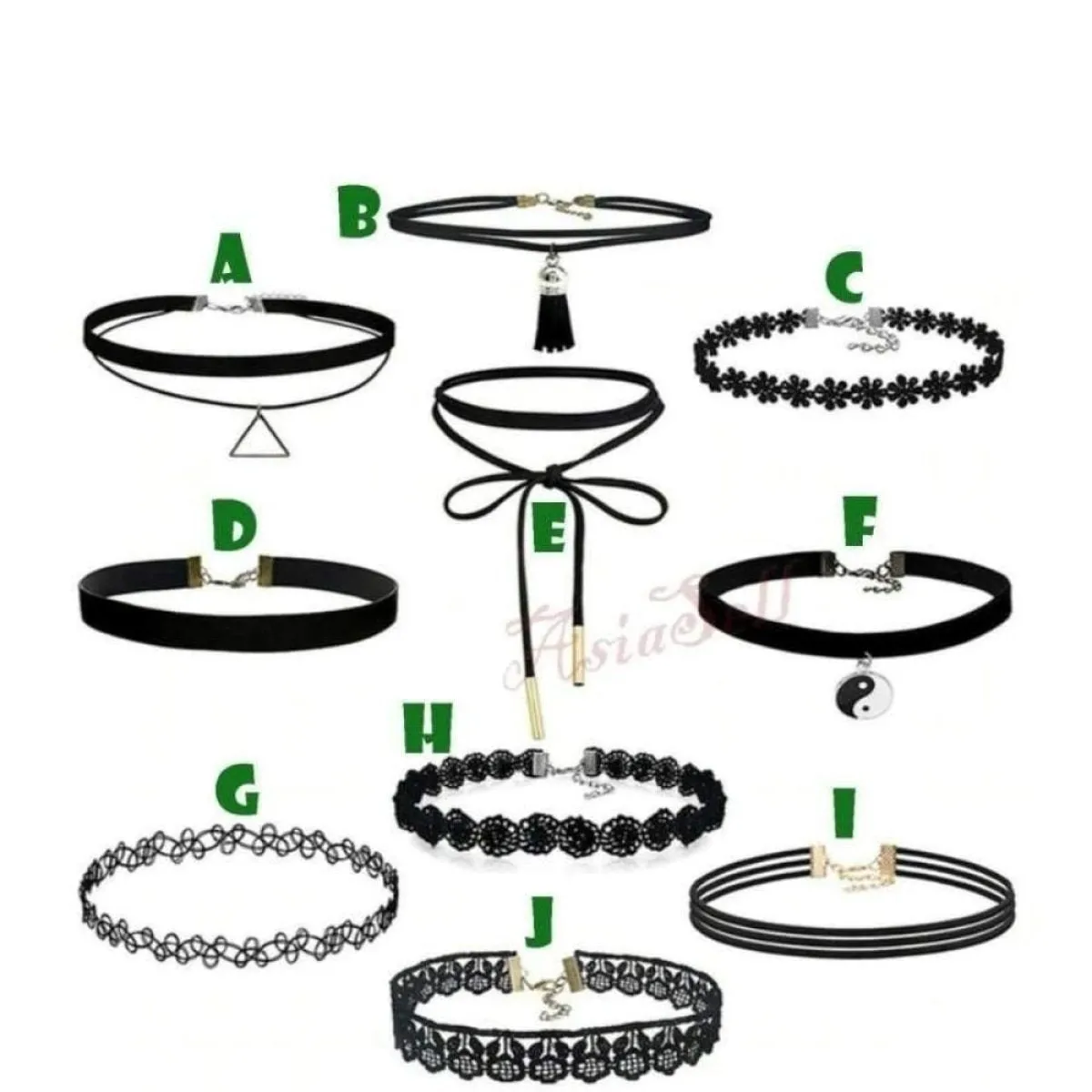 1pcs / Set of 10 Velvet Neck Choker Necklace Band Black Vintage Bohemian Charm 4