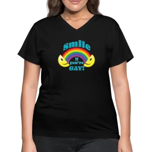2024 *SMILE IF YOU'RE GAY* Rainbow Party Women's V-Neck T-Shirt