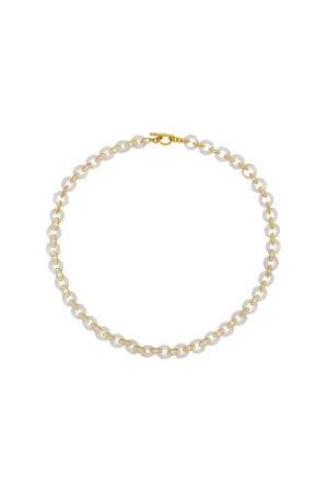 22K Yellow Gold Rose Quartz 17" Precious Links Necklace