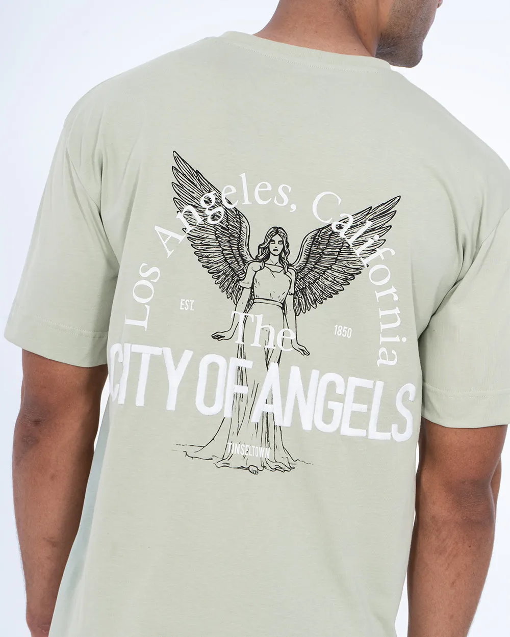 2t Teddy Tall Printed Embroidered Oversized T-Shirt (sage)