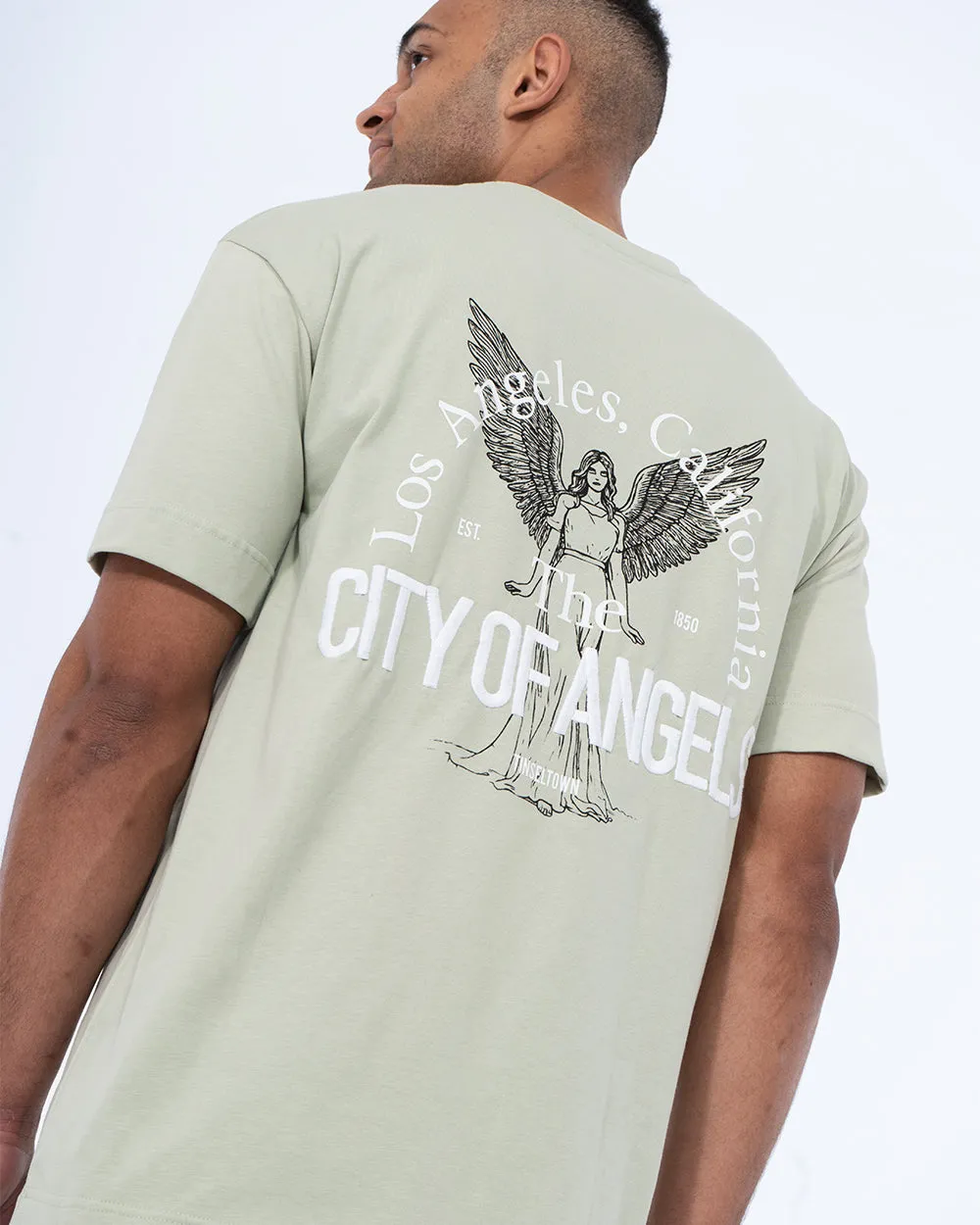 2t Teddy Tall Printed Embroidered Oversized T-Shirt (sage)