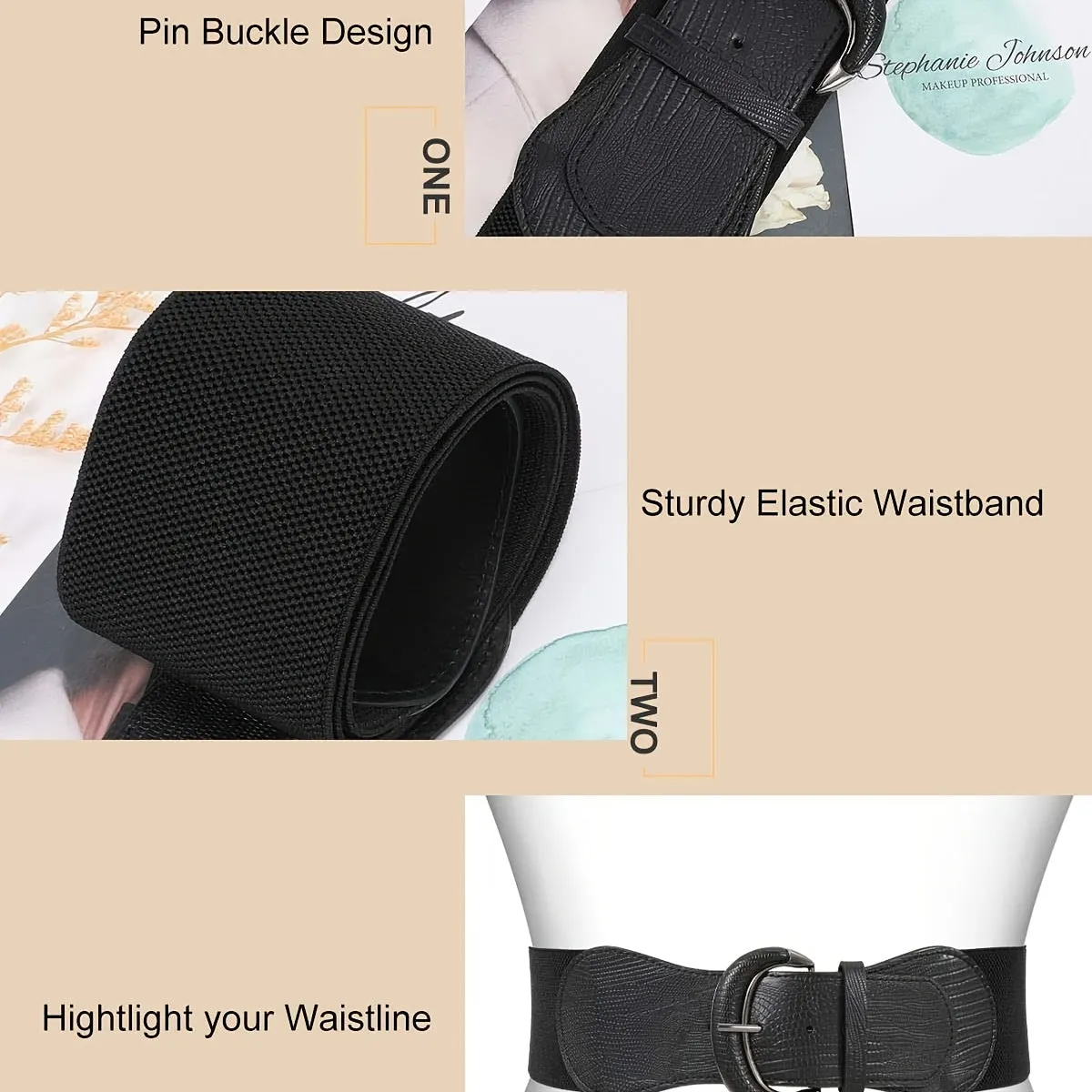 3-Pack Vintage Matte Wide Waist Belts for Women – Braided Bow Design