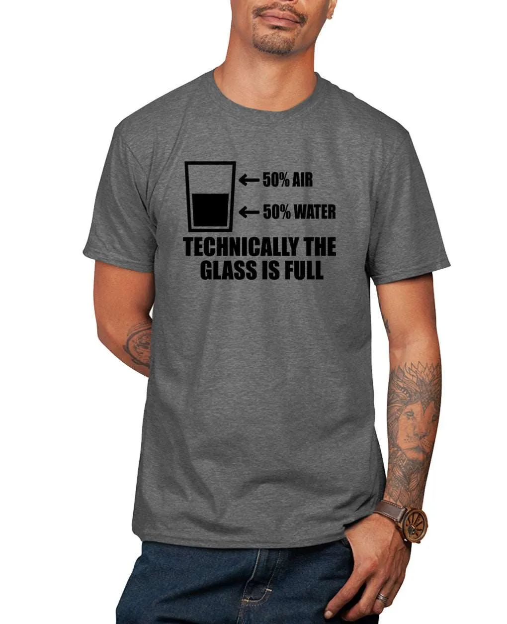 50% water, 50% water, technically the glass is full funny t-shirt