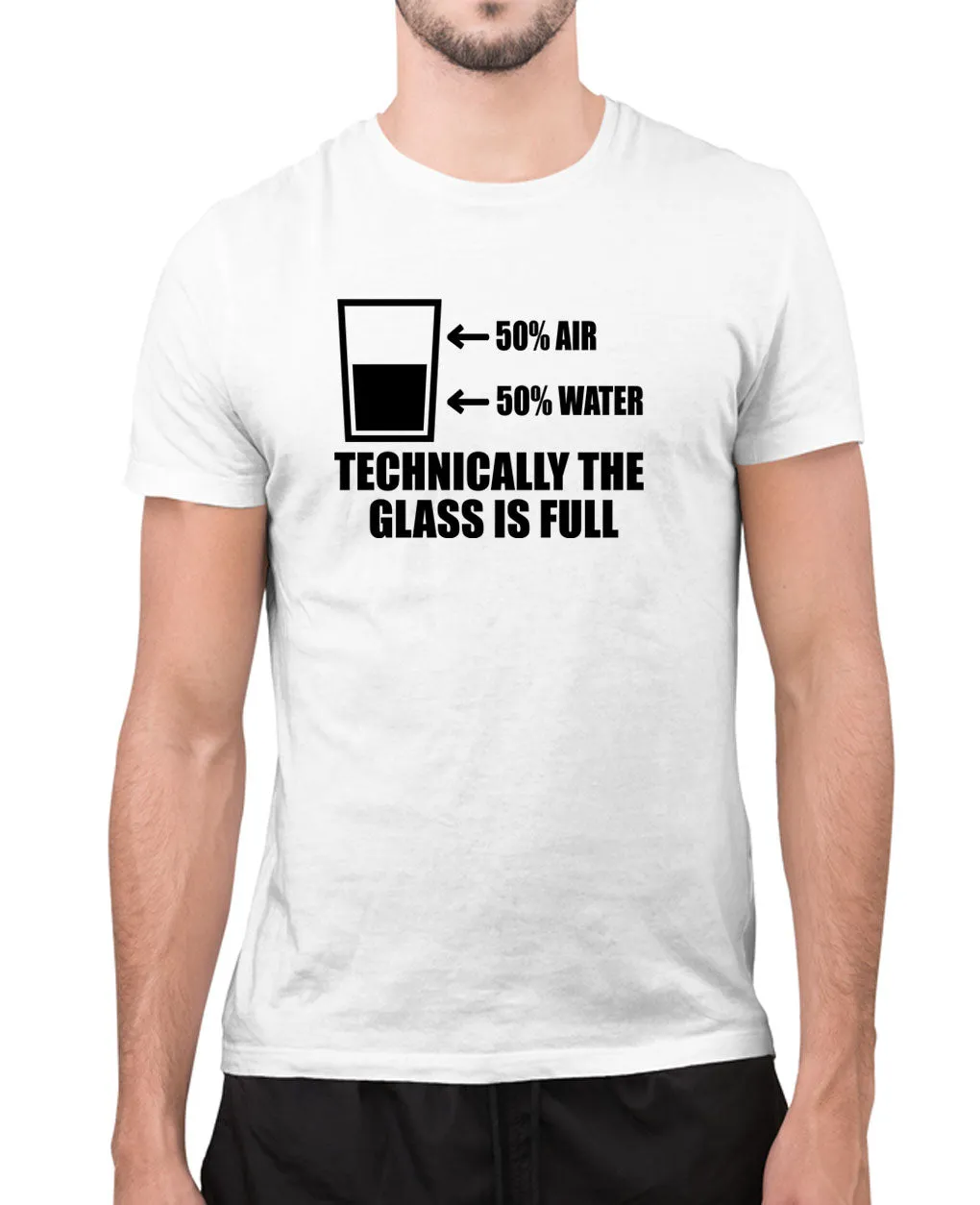 50% water, 50% water, technically the glass is full funny t-shirt