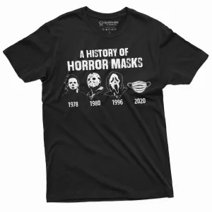A History Of Horror Masks Shirt Halloween Movie Inspired T-Shirt Michael Myers Jason Voorhees Shirt
