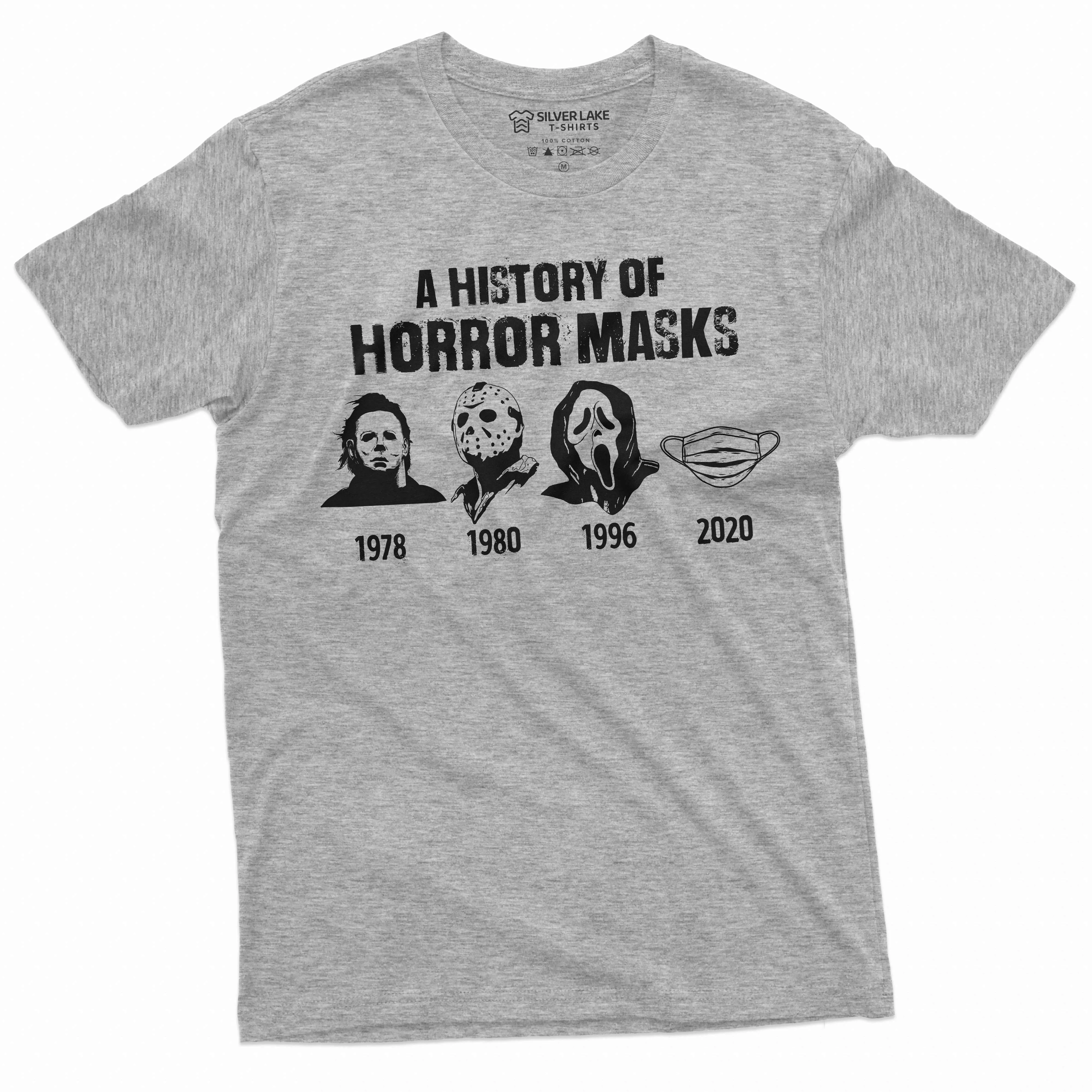 A History Of Horror Masks Shirt Halloween Movie Inspired T-Shirt Michael Myers Jason Voorhees Shirt