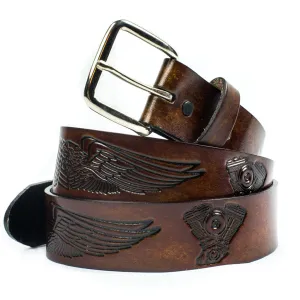 A248  1 1/2" Antique Finish Belt- Wings & Engines
