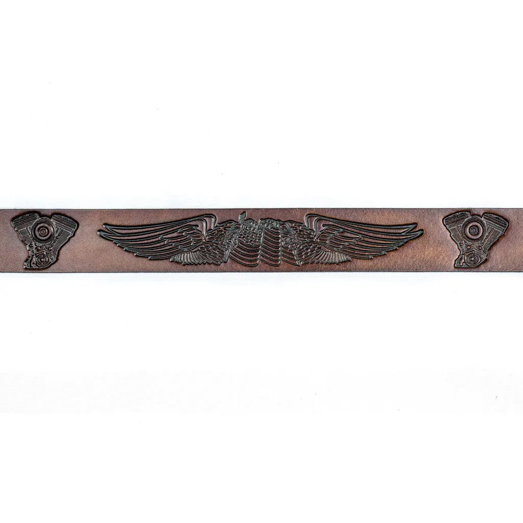 A248  1 1/2" Antique Finish Belt- Wings & Engines