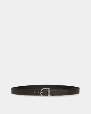 Adjustable Reversible Belt In Brown Leather