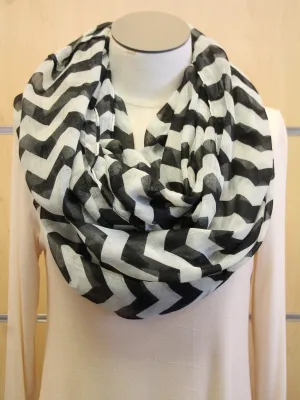 ADO | Infinity Black and Mint Tint Chevron Scarf