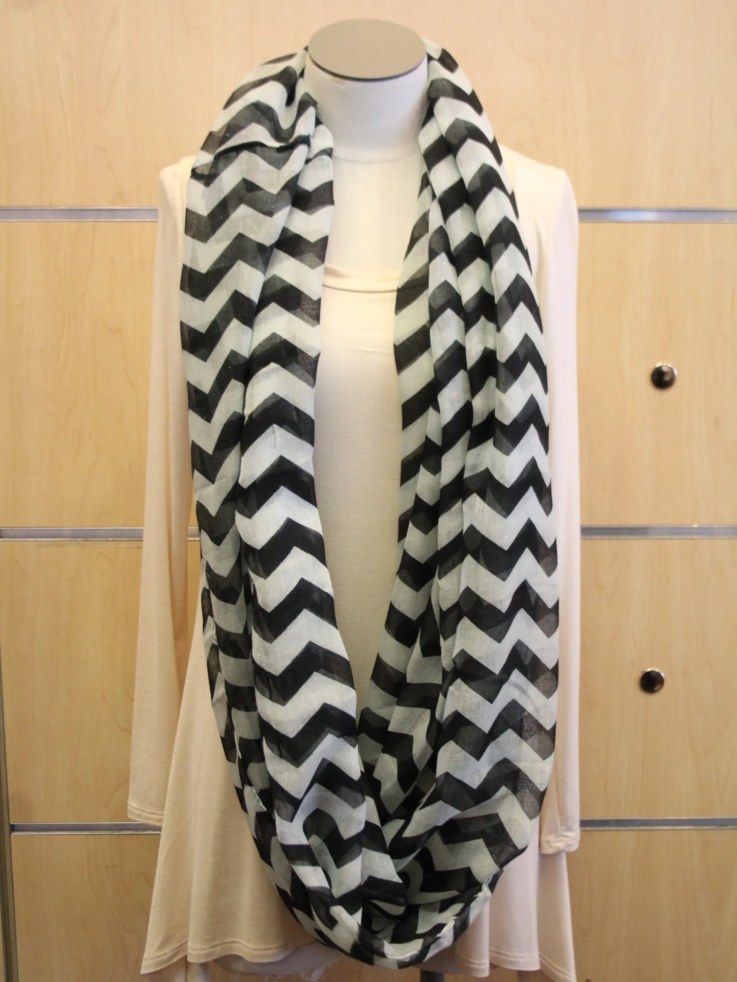 ADO | Infinity Black and Mint Tint Chevron Scarf