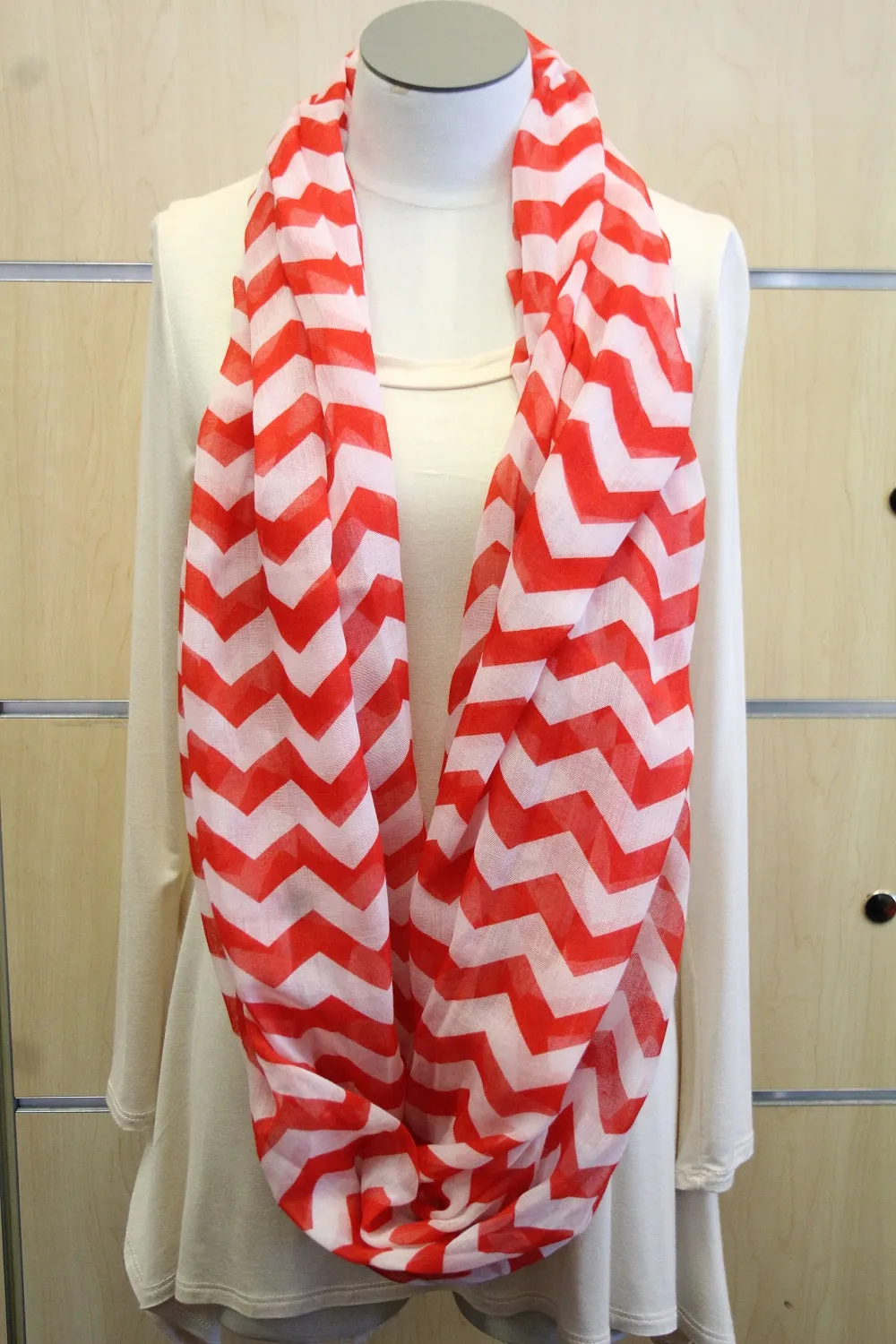 ADO | Infinity Red and White Chevron Scarf