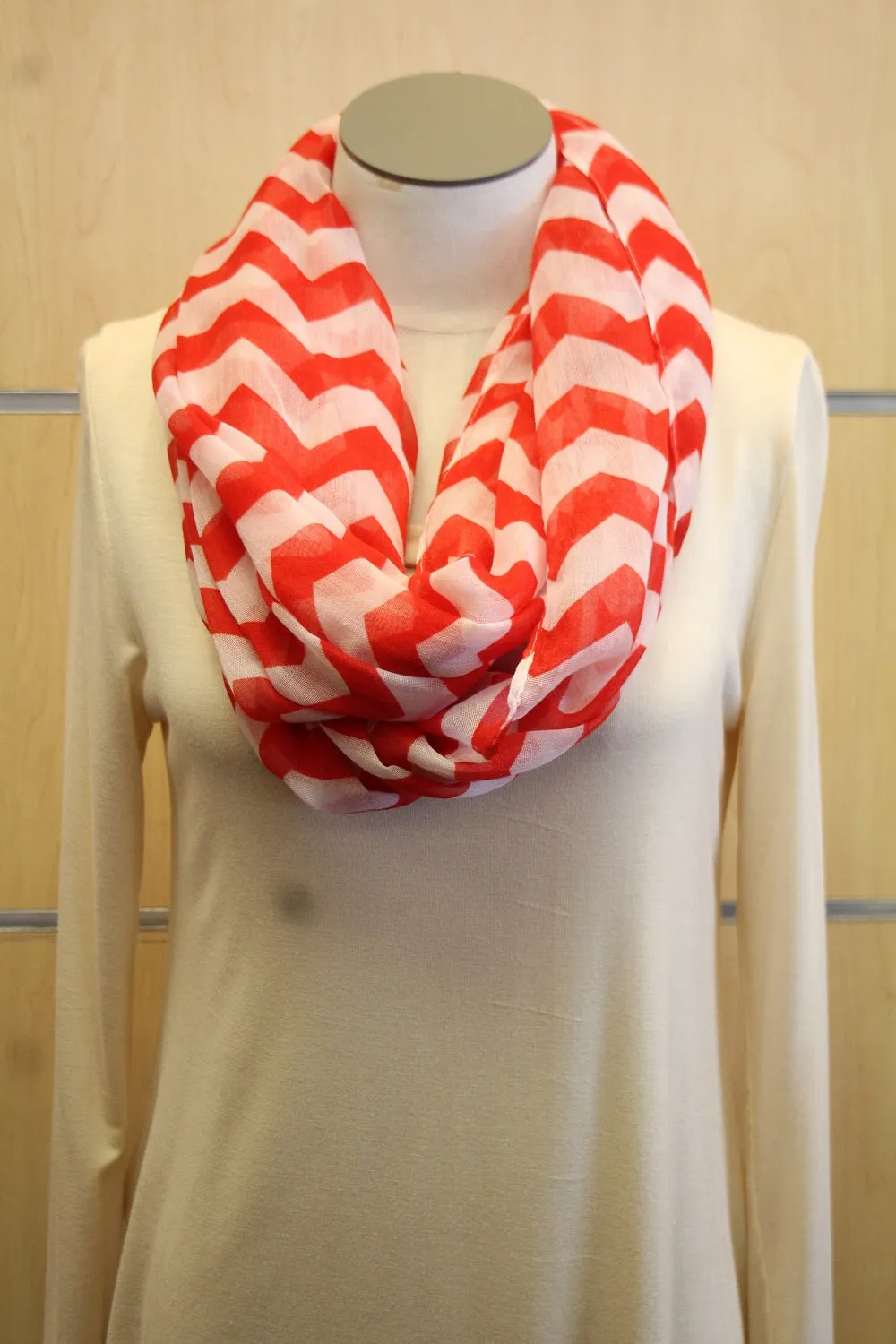ADO | Infinity Red and White Chevron Scarf