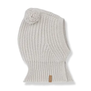 Ainet Merino Wool Pom Pom Baby Balaclava (Oatmeal)