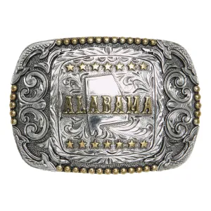 Alabama — Scrolled Rectangle Bead Edge Buckle