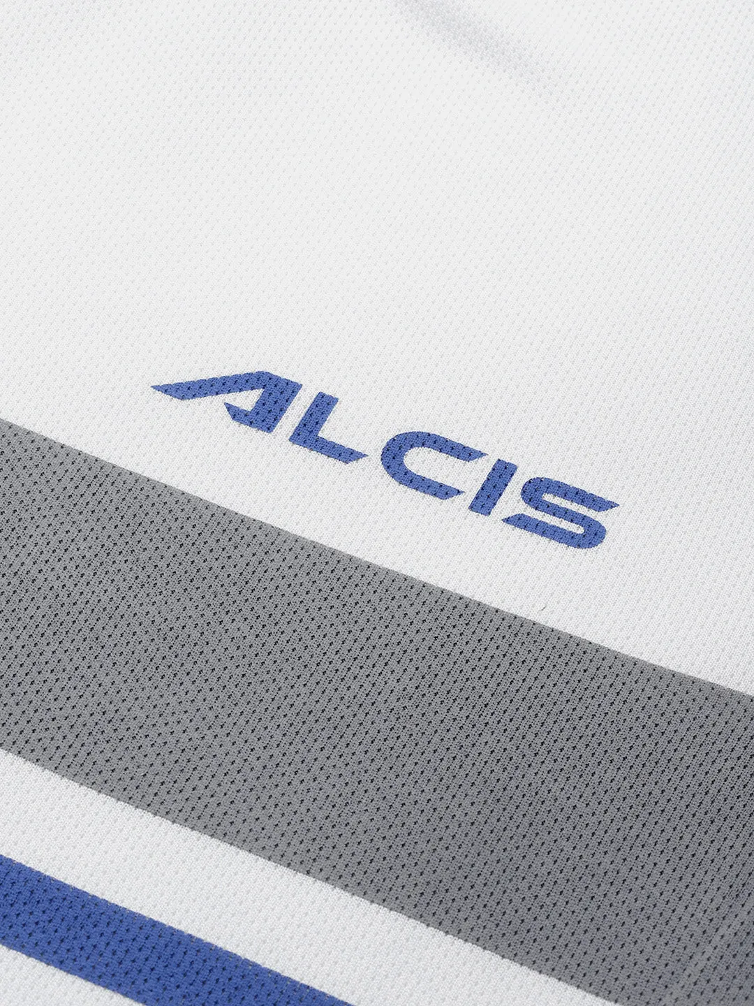 Alcis Men White & Grey Striped Slim Fit T-shirt