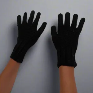 Alpaca Handmade Thick Gloves Black