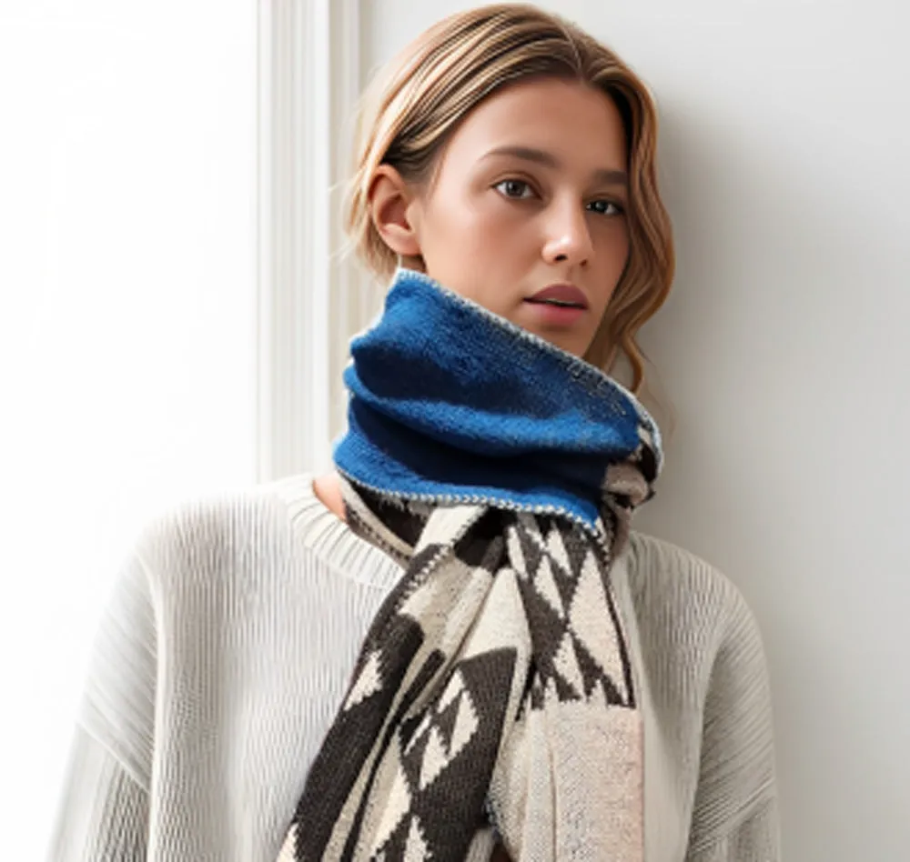 Alpaca Unisex Scarf Aboriginal Design Blue