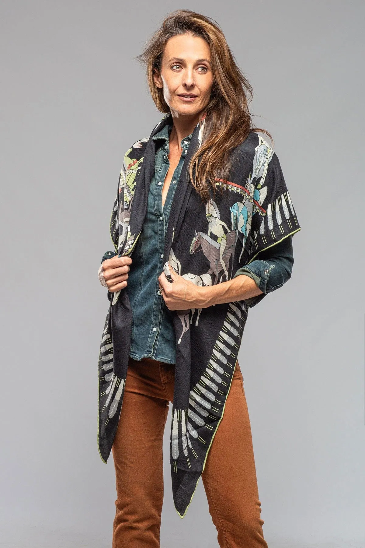 American Indian Cashmere Scarf In Black