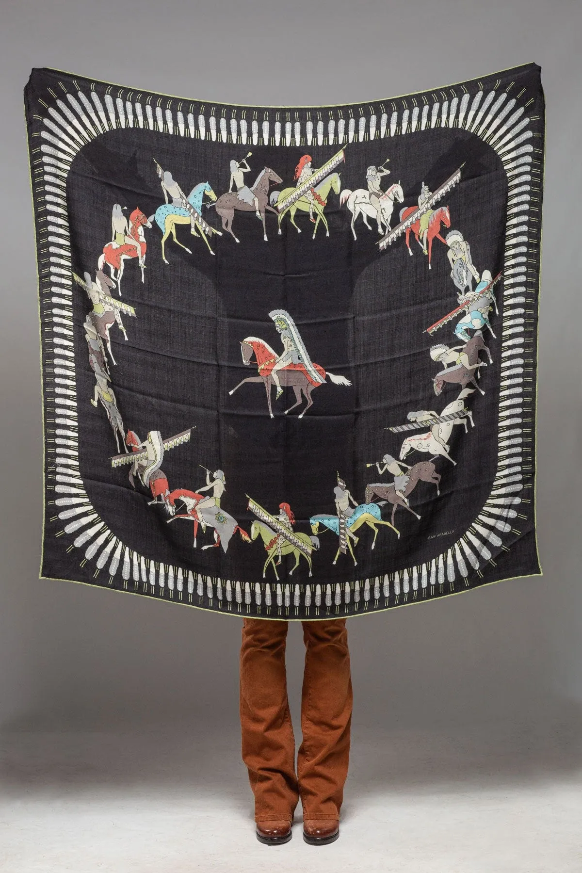 American Indian Cashmere Scarf In Black