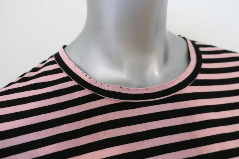 AMO Classic Striped Tee Pink/Black Size Large Short Sleeve T-Shirt Top