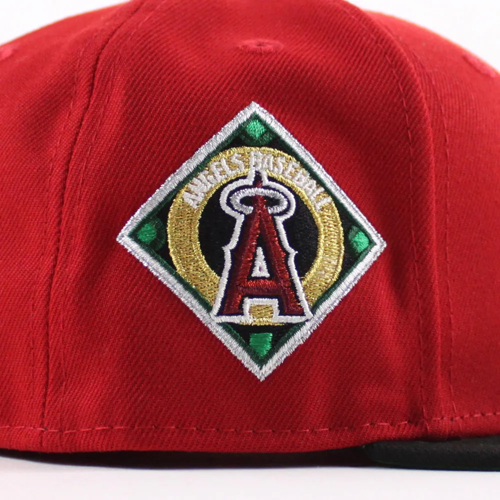 Anaheim Angels Angles BaseBall New Era 59Fifty Fitted Hat (Scarlet Red Black Green Under Brim)