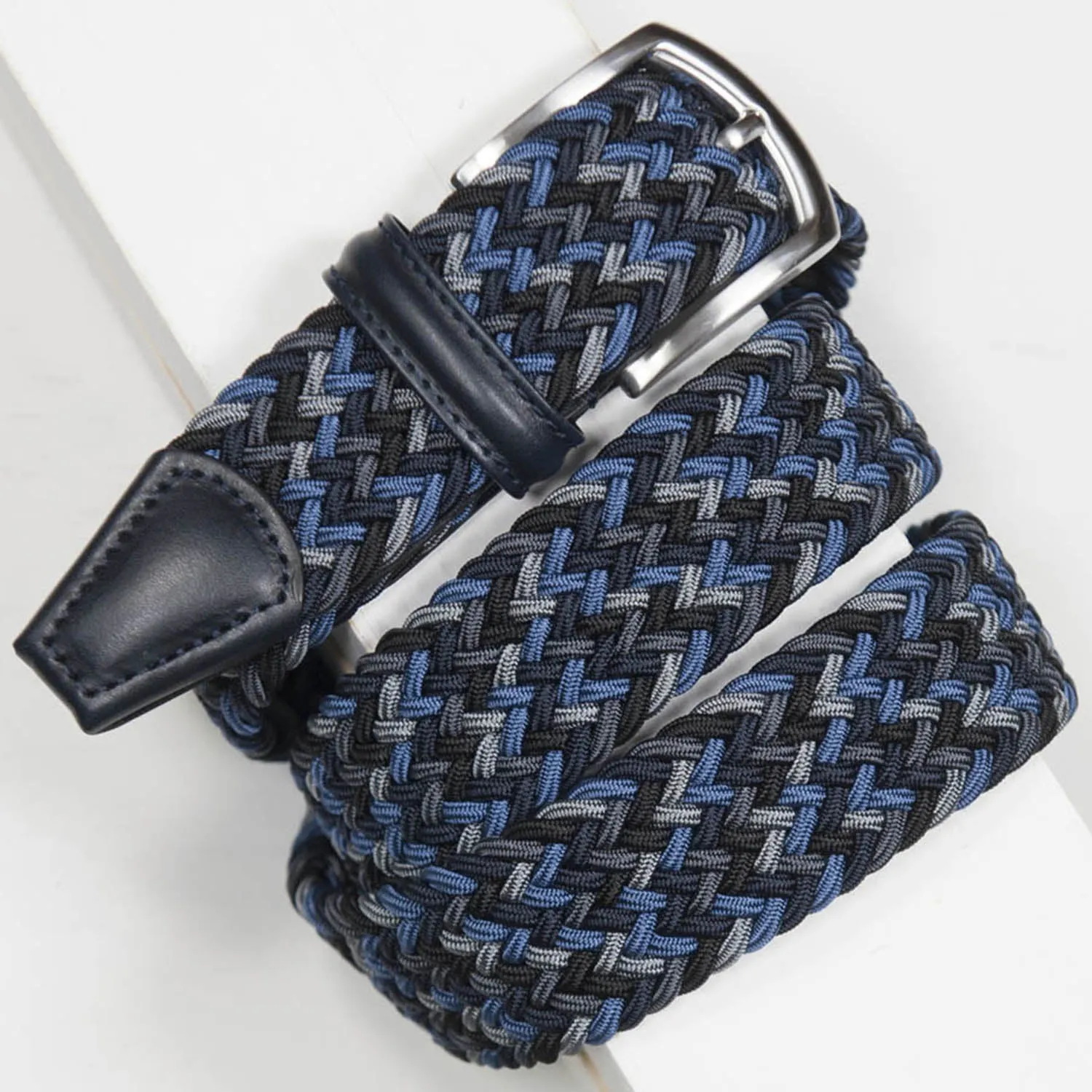 Andersons Classic Elastic Woven Belt Navy/Black/Grey/Blue