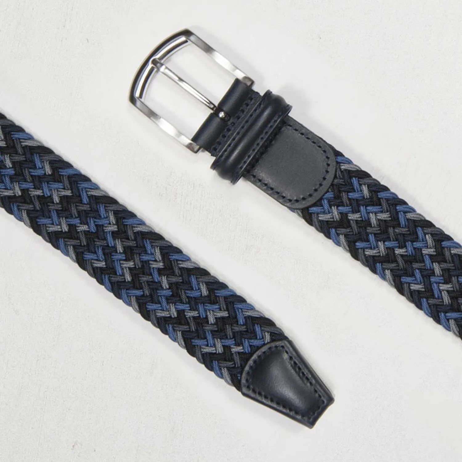Andersons Classic Elastic Woven Belt Navy/Black/Grey/Blue