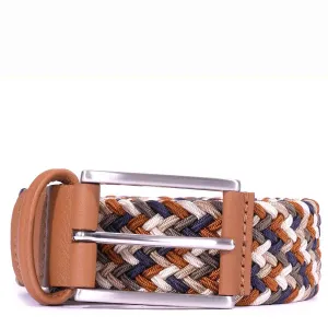Andersons Elastic Woven Belt Tan/Navy