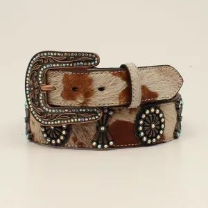 Angel Ranch Women's Tan Calf Hair and Concho Belt