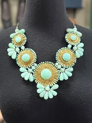 AQUA & GOLD STATEMENT NECKLACE