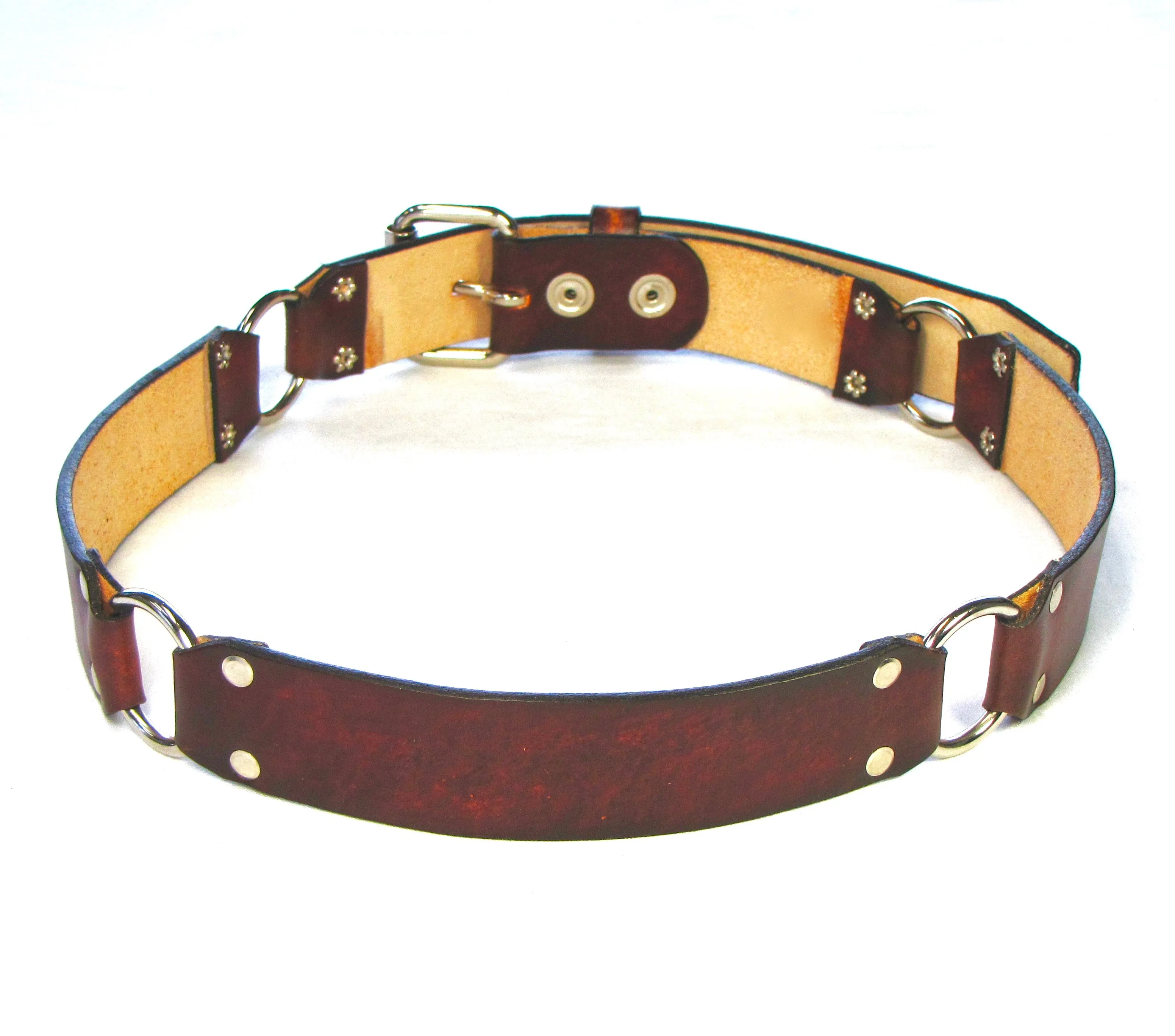 ARB-1  1 1/2" Antique Finish 3-Ring Belt- Plain