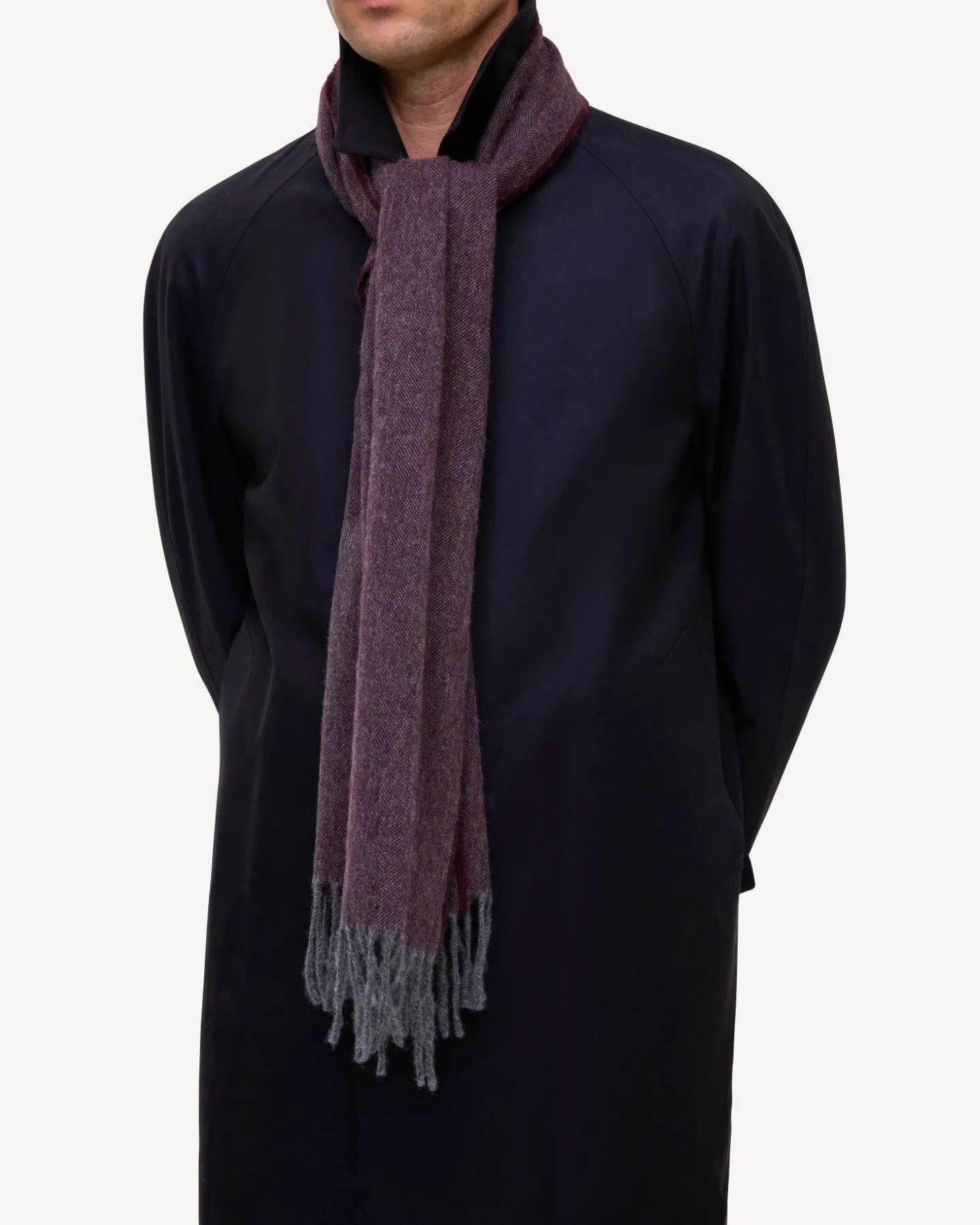 Aubergine Herringbone Cashmere Scarf