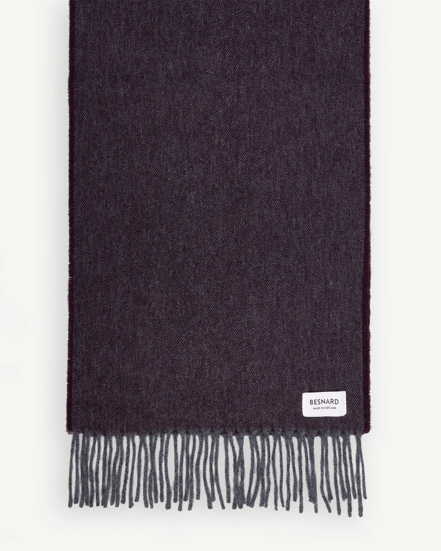 Aubergine Herringbone Cashmere Scarf