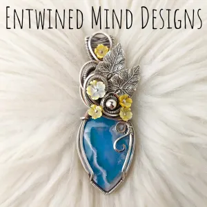 Aurora Opal And Plume Agate Doublet In Sterling Silver Statement Pendant