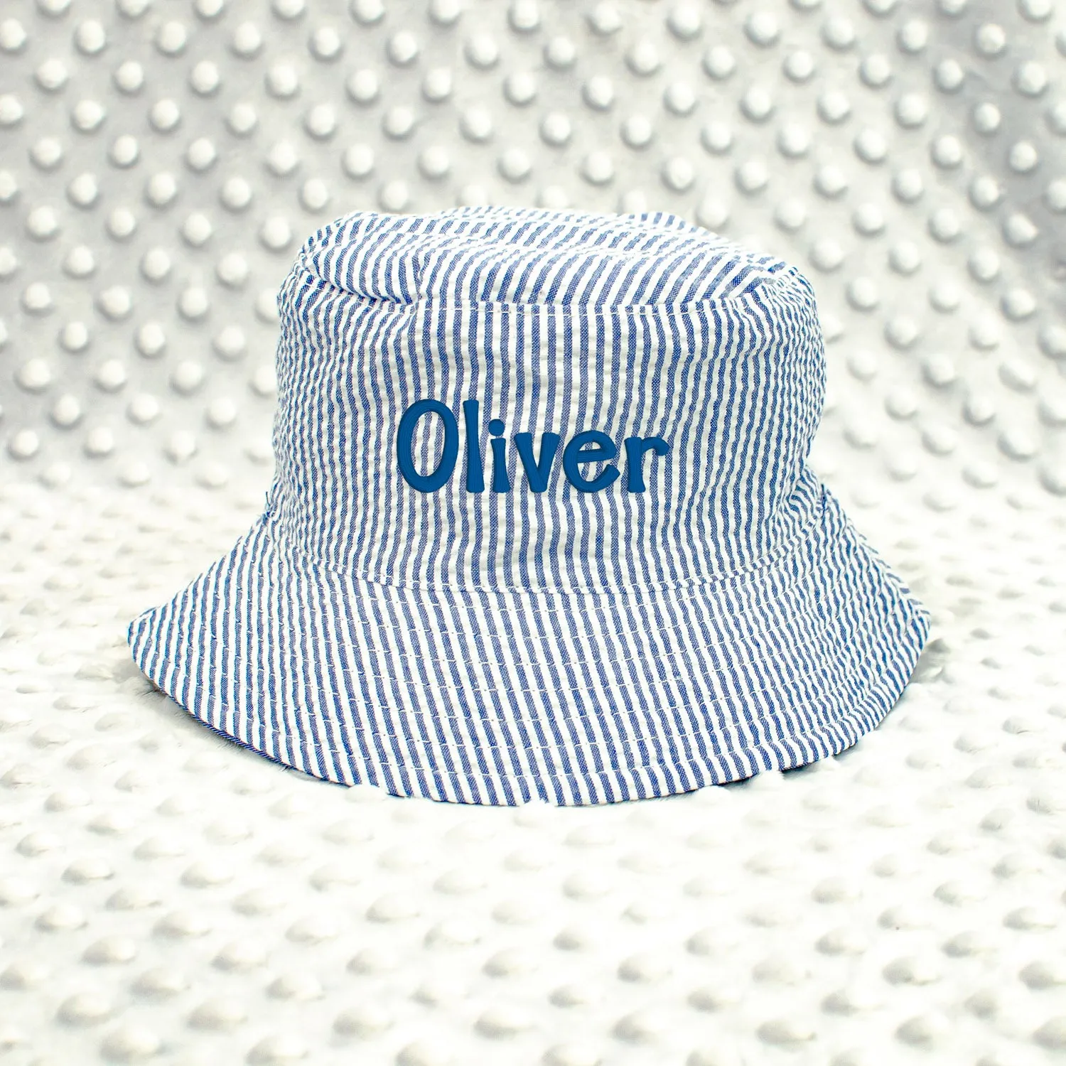 Baby Boy Toddler Personalized Bucket Hat Seersucker Sun Hat - Blue