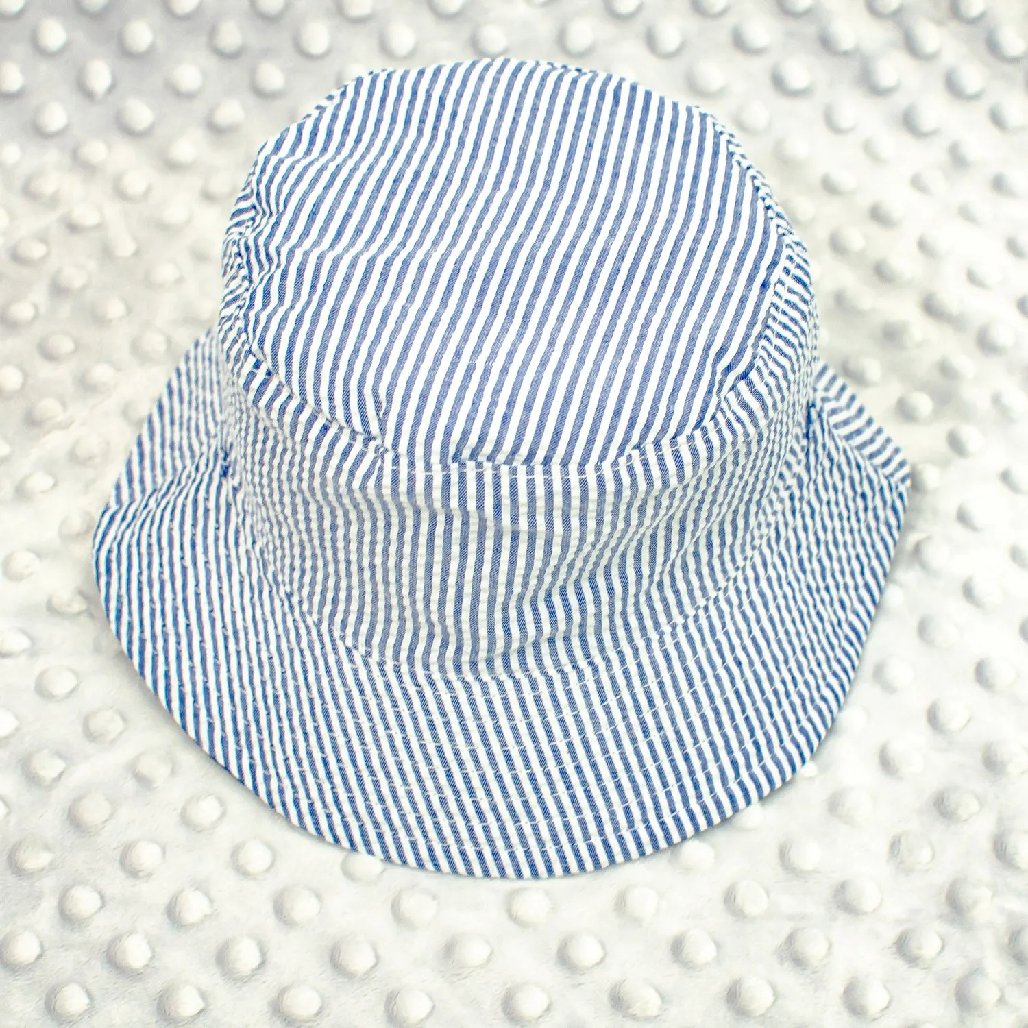 Baby Boy Toddler Personalized Bucket Hat Seersucker Sun Hat - Blue