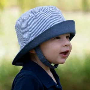 Baby Boy Toddler Personalized Bucket Hat Seersucker Sun Hat - Blue